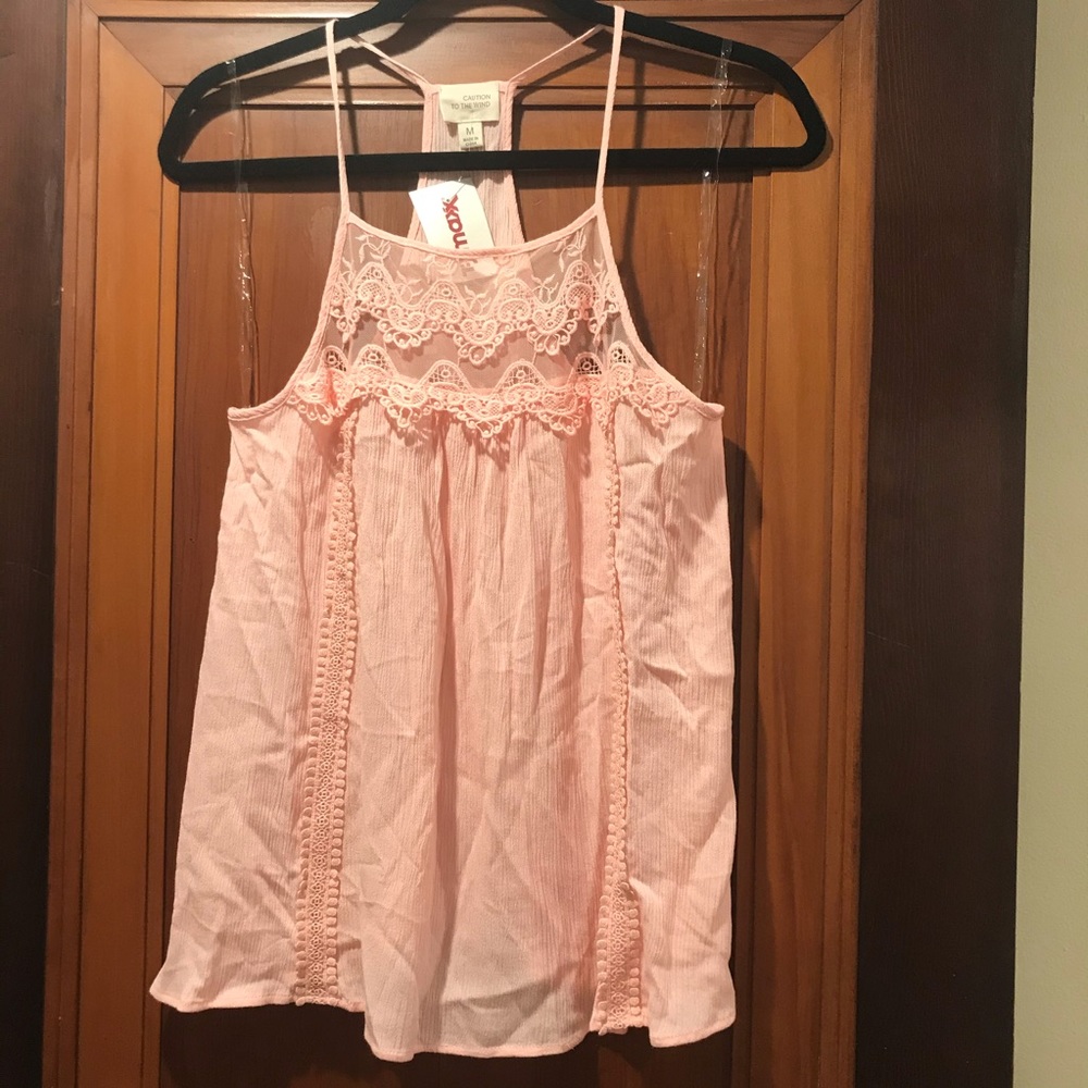 New Crochet Lace Pale Pink Tank Top